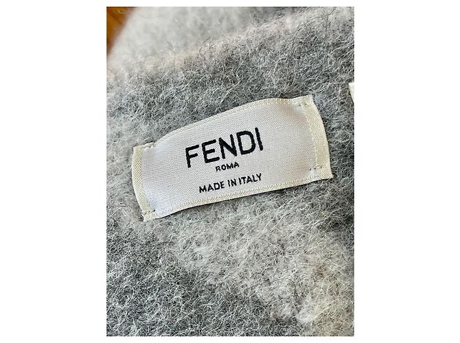 Fendi FF Motif Alpaca and Wool Throw White and Gray Multiple colors - view 3