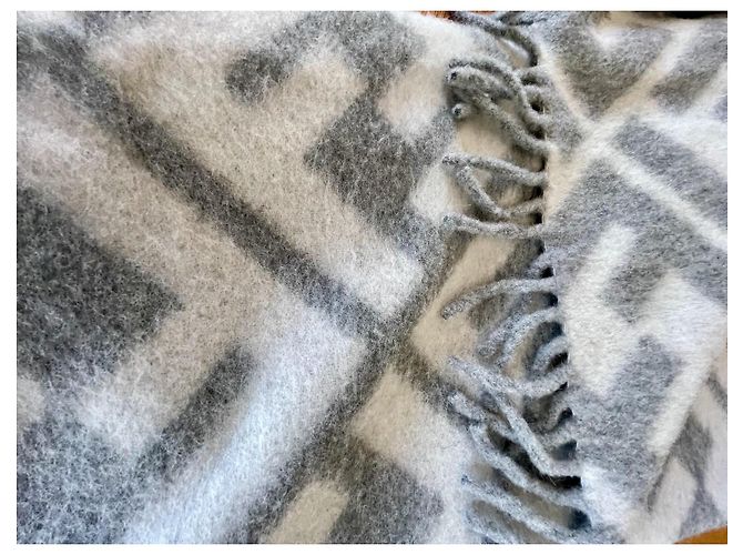 Fendi FF Motif Alpaca and Wool Throw White and Gray Multiple colors - view 5