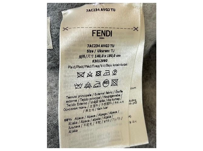 Fendi FF Motif Alpaca and Wool Throw White and Gray Multiple colors - view 6