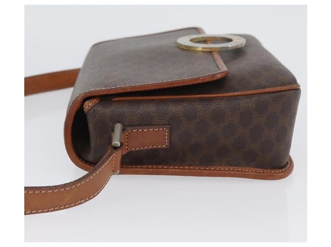 Céline Celine Vintage Macadam Circle Logo Canvas and Leather Marron - vue 4