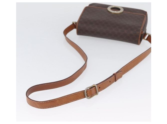 Céline Celine Vintage Macadam Circle Logo Canvas and Leather Marron - vue 5