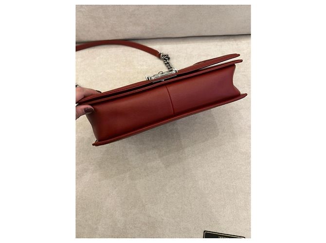 Chanel Boy Grande Borsa a Flap in Pelle Matelassé Rossa Rosso - vista 6