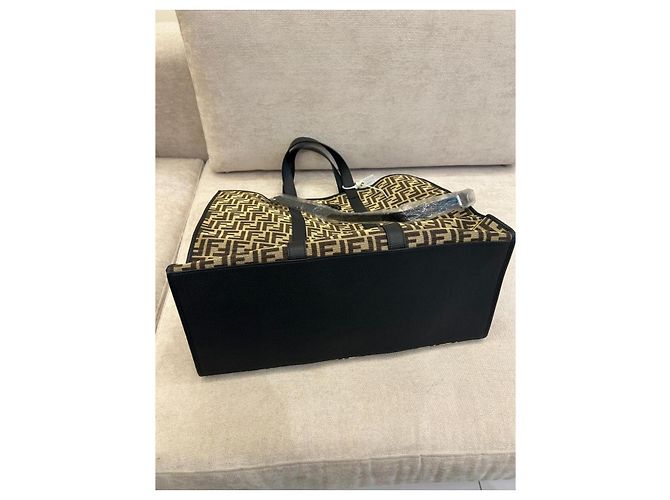 Fendi Zucca Karligraphy Tote Metallic Braun Beschichtetes Canvas - Ansicht 7