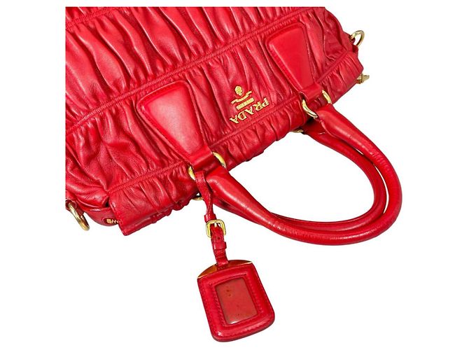 Borsa tote in pelle nappa Prada Rosso - vista 10