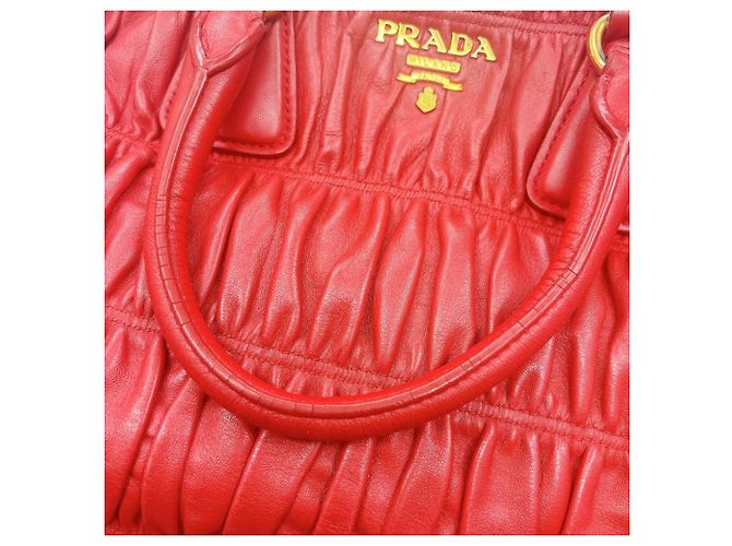 Borsa tote in pelle nappa Prada Rosso - vista 11