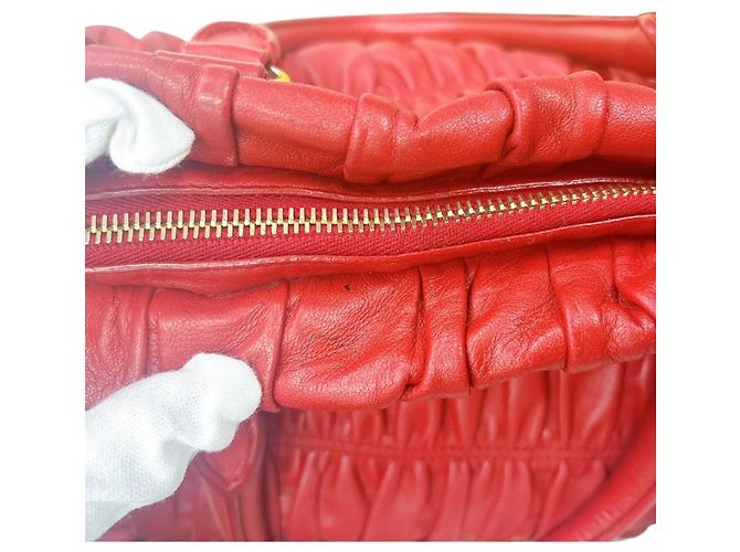Borsa tote in pelle nappa Prada Rosso - vista 13