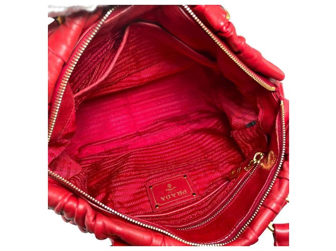 Borsa tote in pelle nappa Prada Rosso - vista 14