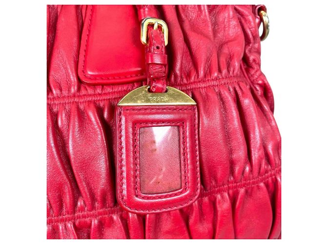 Borsa tote in pelle nappa Prada Rosso - vista 17