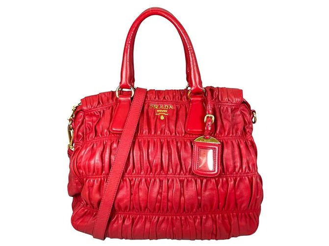 Borsa tote in pelle nappa Prada Rosso - vista 2