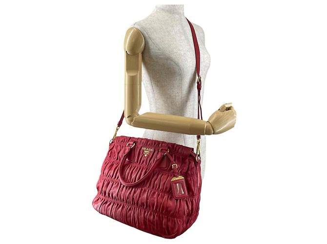 Borsa tote in pelle nappa Prada Rosso - vista 20