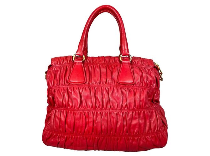 Borsa tote in pelle nappa Prada Rosso - vista 4