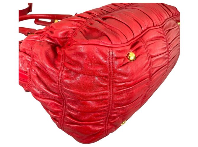 Borsa tote in pelle nappa Prada Rosso - vista 7