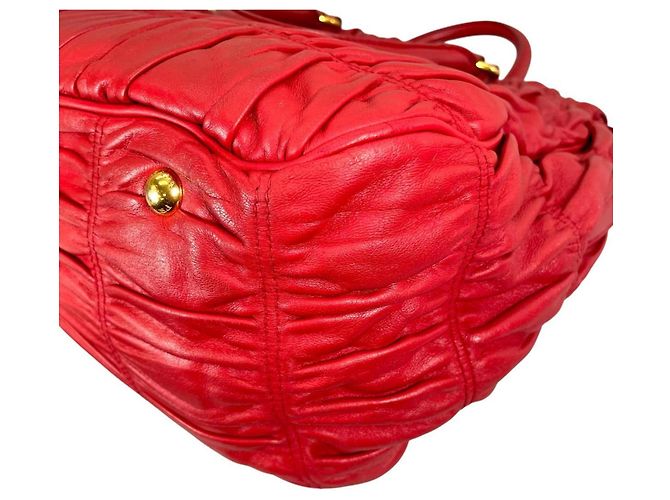 Borsa tote in pelle nappa Prada Rosso - vista 8