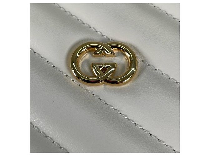 Borsa a spalla in pelle bianca Gucci Bianco - vista 14