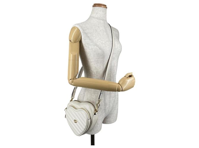 Borsa a spalla in pelle bianca Gucci Bianco - vista 16