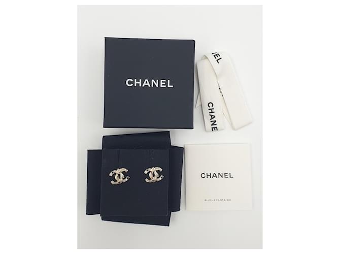 Chanel Orecchini con logo CC, strass e perle di costume Argento - vista 3