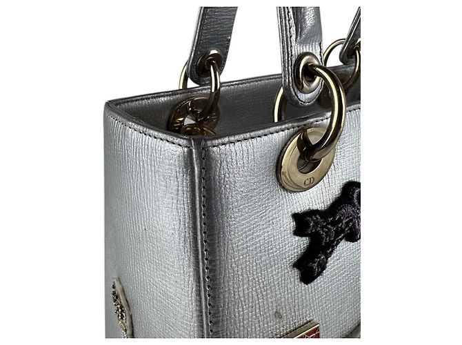 Borsa a mano/spalla Christian Dior Lady Argento Multicolore - vista 6
