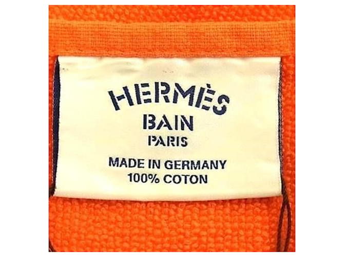 Serviette de plage en coton orange Hermès - vue 3