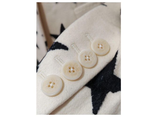 Abrigo de mezcla de lana de doble botonadura con estampado de estrellas Max Mara Sfilata Negro Blanco - vista 10