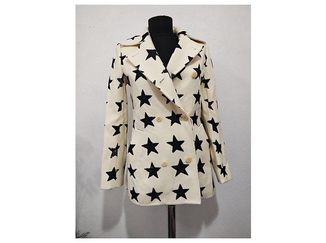 Abrigo de mezcla de lana de doble botonadura con estampado de estrellas Max Mara Sfilata Negro Blanco - vista 3
