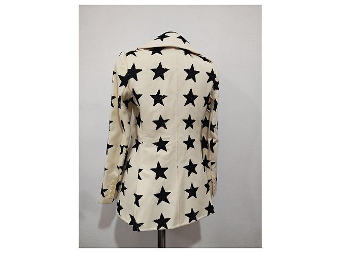 Abrigo de mezcla de lana de doble botonadura con estampado de estrellas Max Mara Sfilata Negro Blanco - vista 7