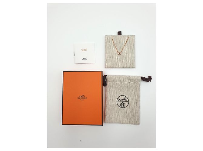 Hermès Collar Mini Pop H, Marrón Grace, herrajes en Oro Rosa Beige Dorado Marrón claro - vista 4