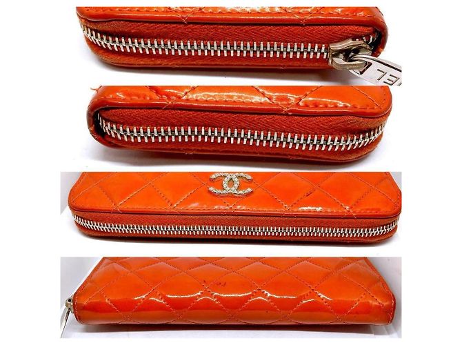 Chanel Zippy Geldbörse Helles Orange Leder Silber Hardware - Ansicht 2