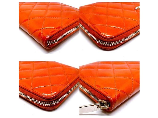 Chanel Zippy Geldbörse Helles Orange Leder Silber Hardware - Ansicht 3