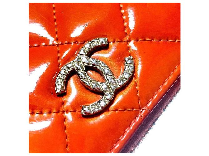 Chanel Zippy Geldbörse Helles Orange Leder Silber Hardware - Ansicht 5