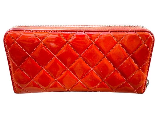 Chanel Zippy Geldbörse Helles Orange Leder Silber Hardware - Ansicht 6