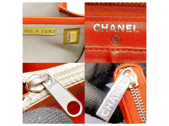 Chanel Zippy Geldbörse Helles Orange Leder Silber Hardware - Ansicht 7