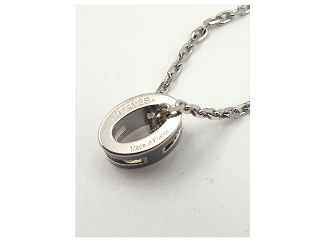 Hermès Mini Pop H Halskette, Schwarz, Silberne Beschläge - Ansicht 3