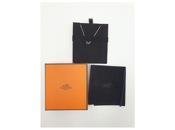 Hermès Mini Pop H Halskette, Schwarz, Silberne Beschläge - Ansicht 4