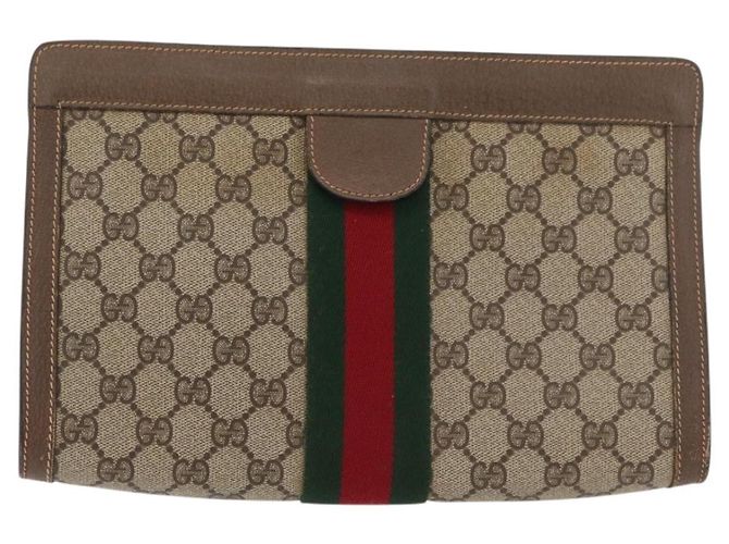 GUCCI GG Supreme Web Sherry Line Clutch Bag PVC Beige 89 01 002 Auth ti3823 - vista 13