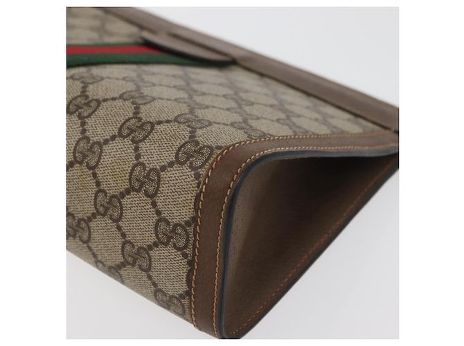 GUCCI GG Supreme Web Sherry Line Clutch Bag PVC Beige 89 01 002 Auth ti3823 - vista 15