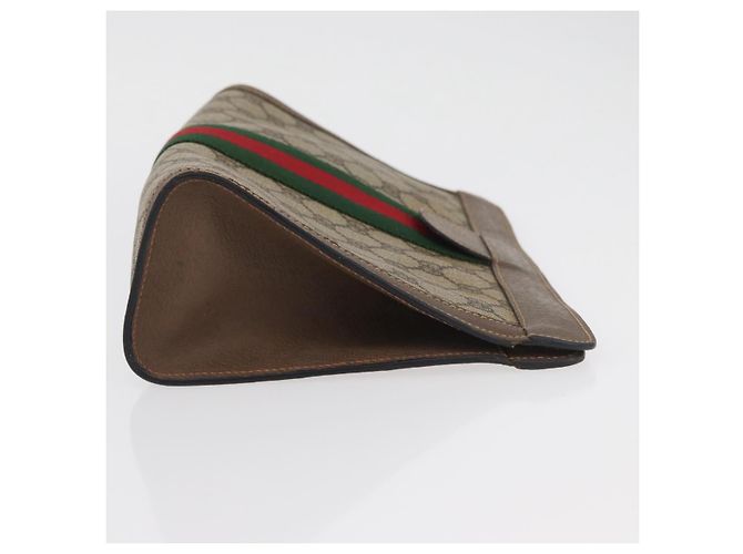GUCCI GG Supreme Web Sherry Line Clutch Bag PVC Beige 89 01 002 Auth ti3823 - vista 3