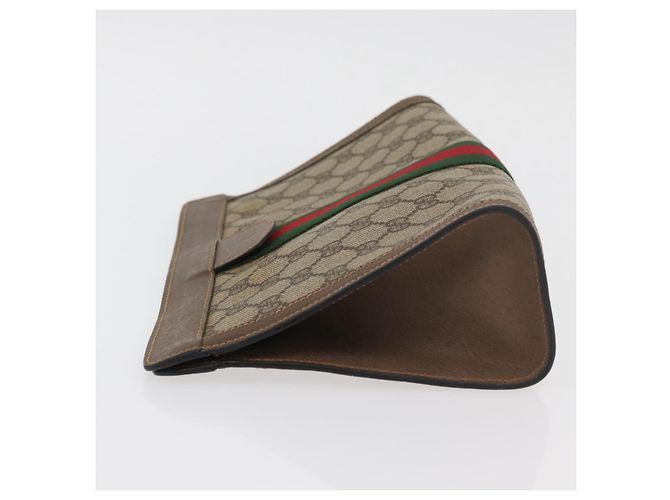 GUCCI GG Supreme Web Sherry Line Clutch Bag PVC Beige 89 01 002 Auth ti3823 - vista 4
