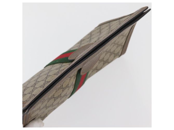 GUCCI GG Supreme Web Sherry Line Clutch Bag PVC Beige 89 01 002 Auth ti3823 - vista 5