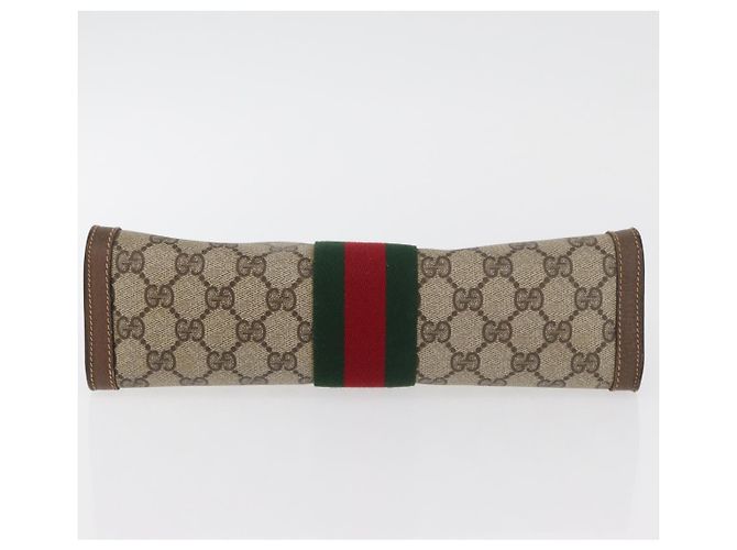 GUCCI GG Supreme Web Sherry Line Clutch Bag PVC Beige 89 01 002 Auth ti3823 - vista 6