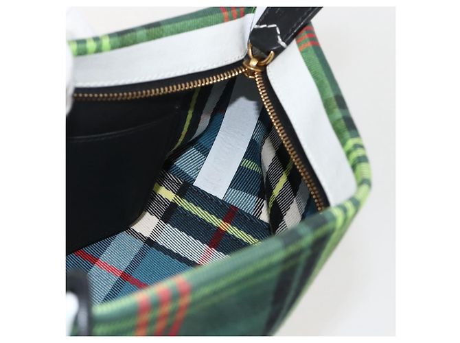 Borsa clutch in tela Nova Check di BURBERRY Verde Oro Auth YKZ1531A - vista 12