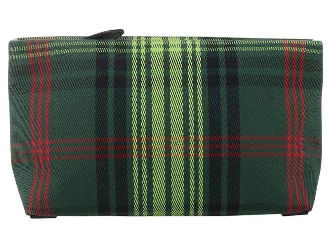 Borsa clutch in tela Nova Check di BURBERRY Verde Oro Auth YKZ1531A - vista 13