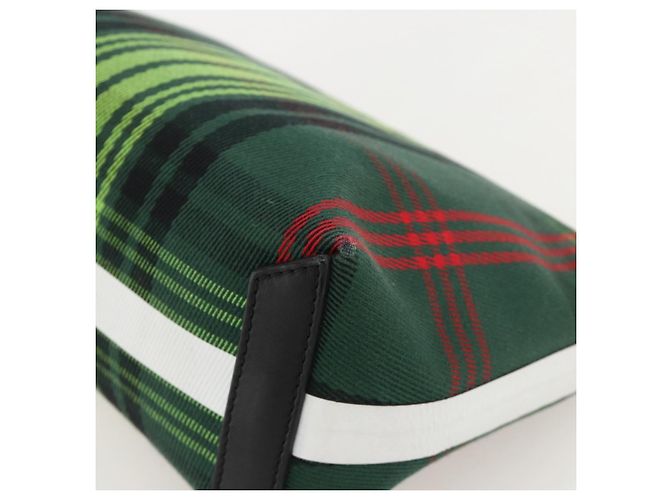 Borsa clutch in tela Nova Check di BURBERRY Verde Oro Auth YKZ1531A - vista 14