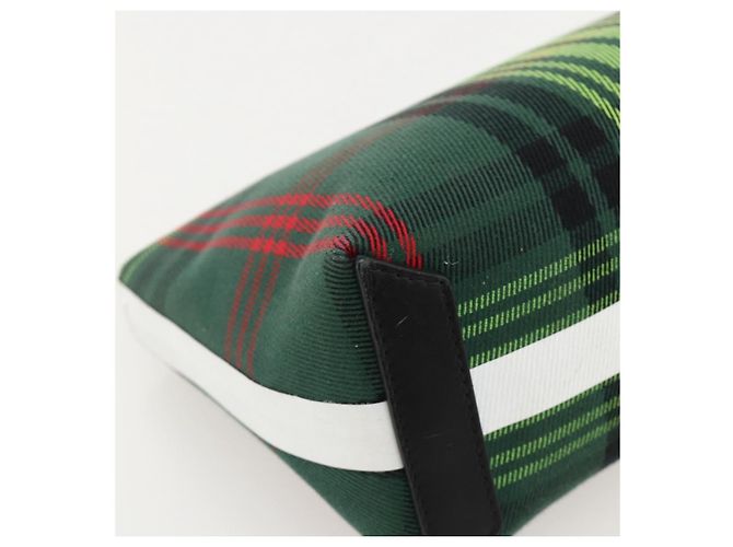 Borsa clutch in tela Nova Check di BURBERRY Verde Oro Auth YKZ1531A - vista 15