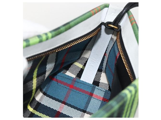 Borsa clutch in tela Nova Check di BURBERRY Verde Oro Auth YKZ1531A - vista 16