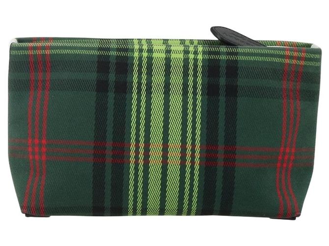 Borsa clutch in tela Nova Check di BURBERRY Verde Oro Auth YKZ1531A - vista 2