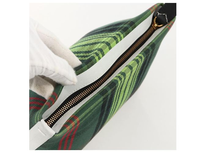 Borsa clutch in tela Nova Check di BURBERRY Verde Oro Auth YKZ1531A - vista 5