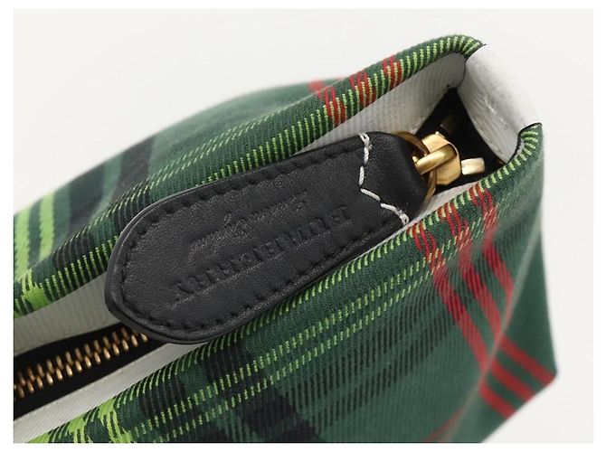 Borsa clutch in tela Nova Check di BURBERRY Verde Oro Auth YKZ1531A - vista 9