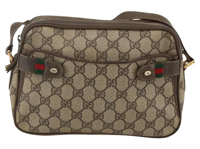 Bolsa de Ombro Gucci GG Supreme Web Sherry Line PVC Bege 66 02 049 Auth 175721 - vista 13