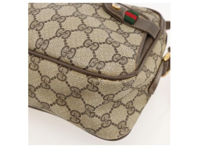 Bolsa de Ombro Gucci GG Supreme Web Sherry Line PVC Bege 66 02 049 Auth 175721 - vista 15