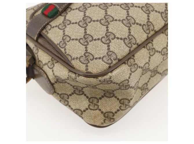 Bolsa de Ombro Gucci GG Supreme Web Sherry Line PVC Bege 66 02 049 Auth 175721 - vista 16